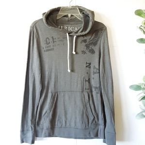 American Eagle Grey Graphic Hoodie Sweatshirt Smal